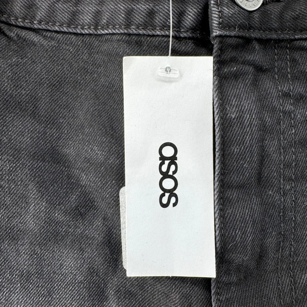 NWT‎ ASOS DESIGN Petite Denim Shorts Washed Black Raw Hem US 12